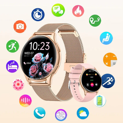 Smart Watch for Women Android & iPhone,1.2" Touch Screen Fitness Tracker, Heart Rate/Sleep/ Monitor, Pedometer,100+ Sport Modes