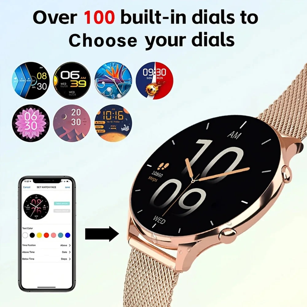 Smart Watch for Women Android & iPhone,1.2" Touch Screen Fitness Tracker, Heart Rate/Sleep/ Monitor, Pedometer,100+ Sport Modes