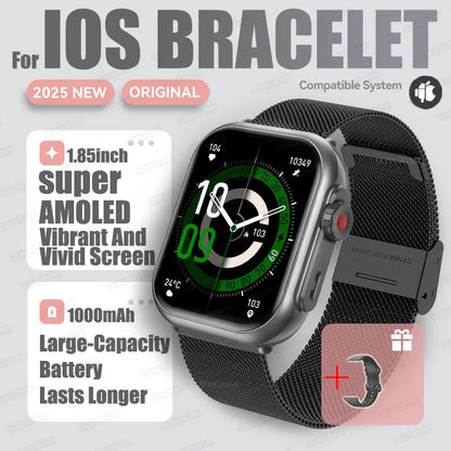 2025 New Fashion Sports Smart Watch Men Women 1.85-Inch HD AMOLED Full Touch Screen IP68 Waterproof Bluetooth Call SmartWatches