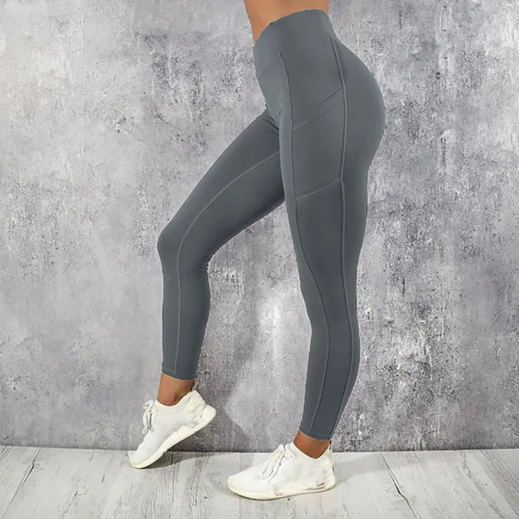 “Flexoora Women’s High‑Waist Pocketed Quick‑Dry Running & Yoga Leggings”