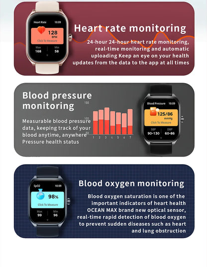 KHwatch 2.01" Curved Screen Smartwatch Men Call Sports Waterproof Wrist Watches Fitness Bracelet Women Watch Clock Smart Watch