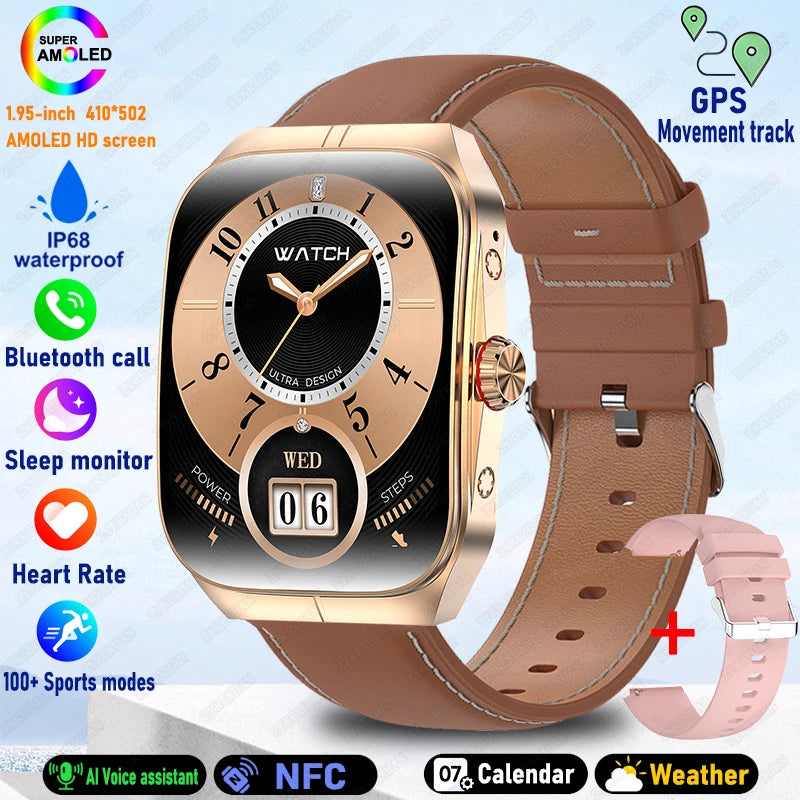 2025 New 1.95 Inch Ultra HD Smart Watch Men For OPPO GPS Tracking Bluetooth Call NFC Heart Rate Sports Fitness Women Smart Watch