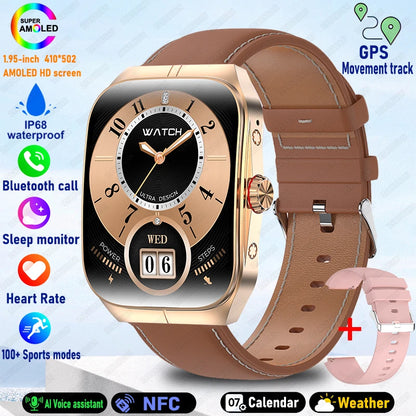 2025 New 1.95 Inch Ultra HD Smart Watch Men For OPPO GPS Tracking Bluetooth Call NFC Heart Rate Sports Fitness Women Smart Watch