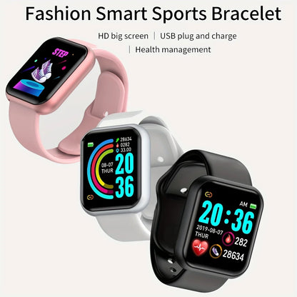 Smart Watch 1.44-inch Y68 Sport Wristband Running Fitness Monitor Track Heart Rate Message Remind Men Smartwatch Woman Clock