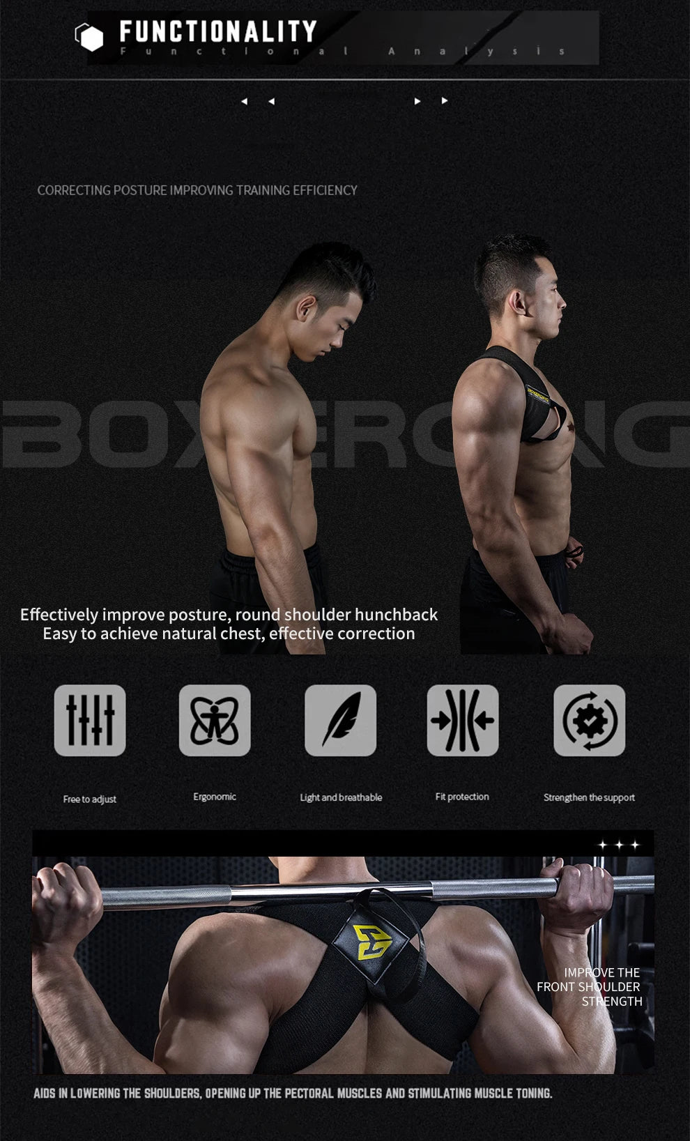 “Flexoora Adjustable Posture Corrector Belt – Gym Fitness Body Back & Shoulder Support”