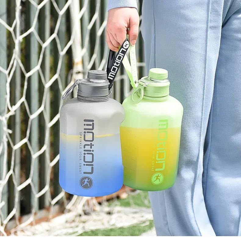 2 Liter Sports Water Bottle With Straw Large Capacity Fitness With Scale Gradient Kettle Outdoor Plastic Portable Water Bottle