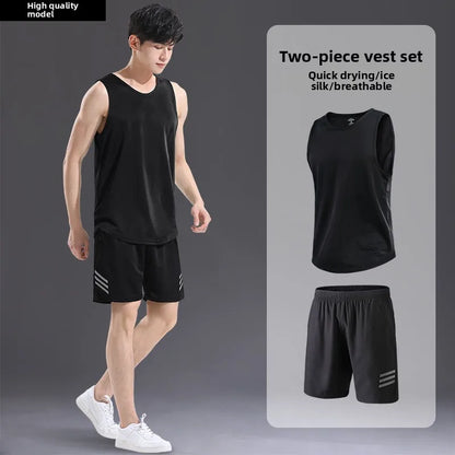 “Flexoora Men’s Ice‑Silk Quick‑Dry Summer 2‑Piece Training Set”