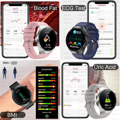 2025 New Smart Watch For Men Health ECG+HRV Blood Oxygen Uric Acid Fitness Sport Tracker Watches body fat Sleep Call Smartwatch
