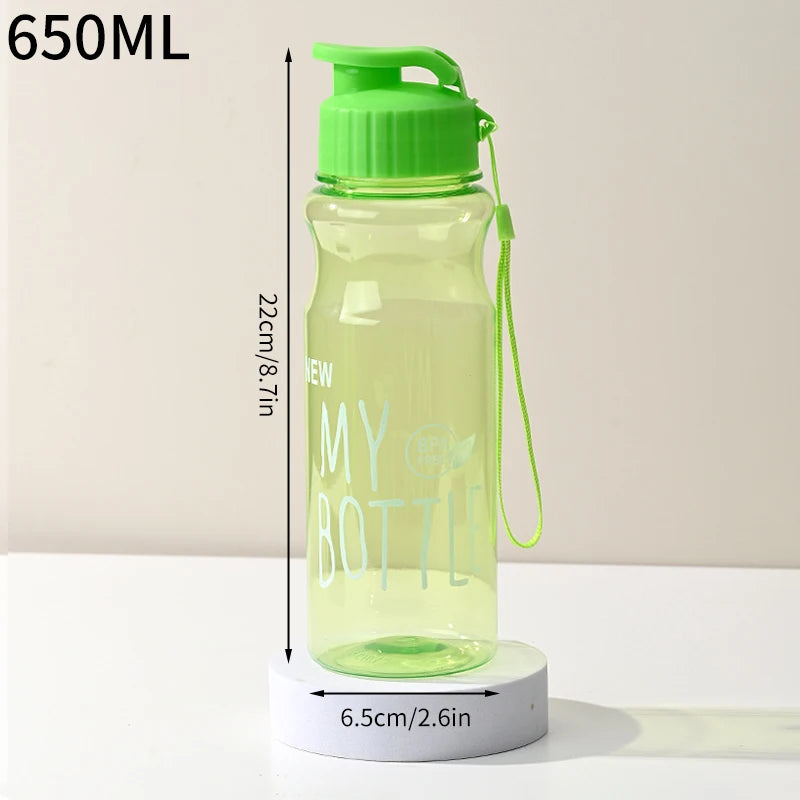 650ML Transparent&Portable Leak-proof Shaker Sports Water Bottle with Lid For School Gym Travel Girl Boy BPA Free