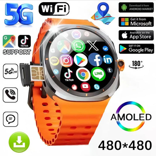 U8 Ultra Smartwatch 5G/4G Android 2025 New Global Call Amoled Screen Rotation Camera GPS WIFI Full Network