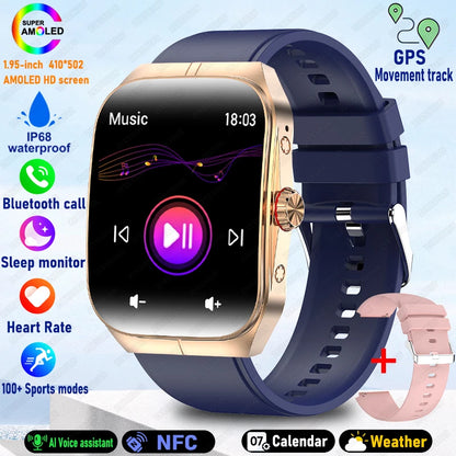 2025 New 1.95 Inch Ultra HD Smart Watch Men For OPPO GPS Tracking Bluetooth Call NFC Heart Rate Sports Fitness Women Smart Watch