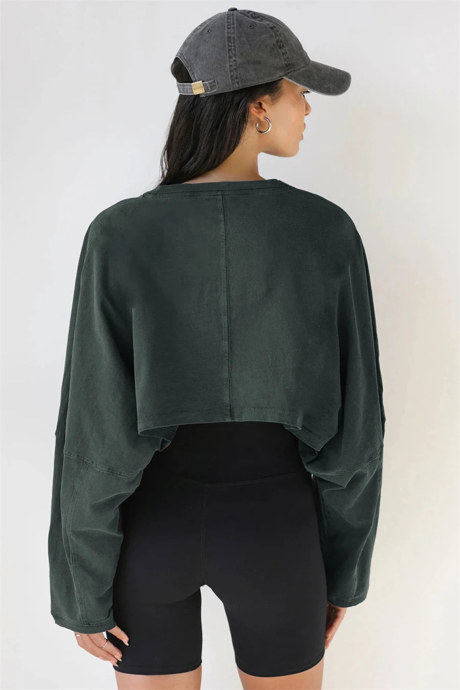 “Flexoora Women’s Loose Long‑Sleeve Crop Training Tee”