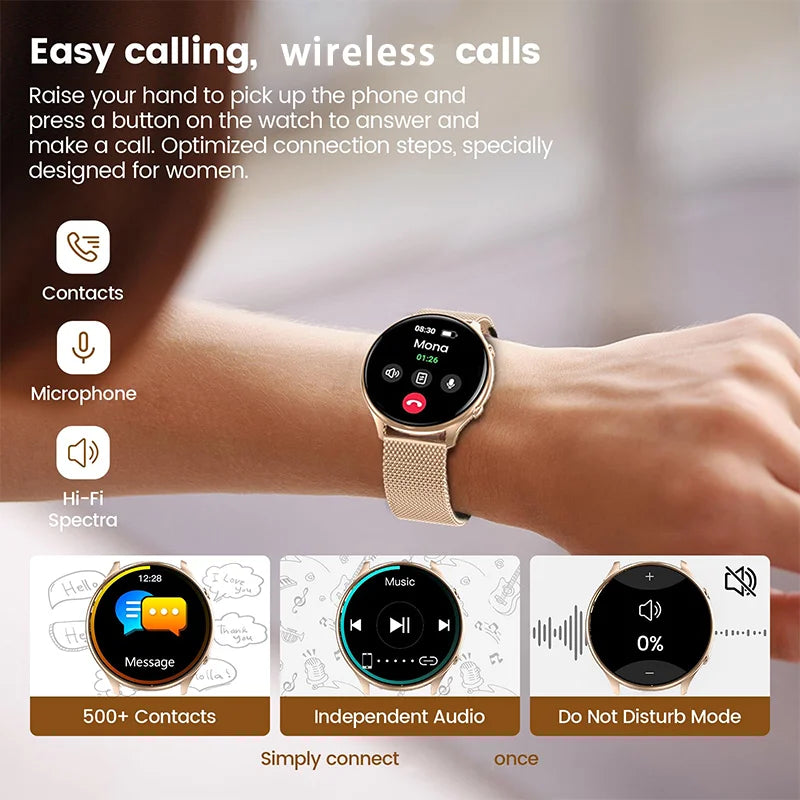 Smart Watch for Women Android & iPhone,1.2" Touch Screen Fitness Tracker, Heart Rate/Sleep/ Monitor, Pedometer,100+ Sport Modes