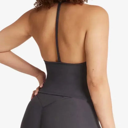 “Flexoora Women’s Halter Vest with Chest‑Pad – Gym & Yoga”