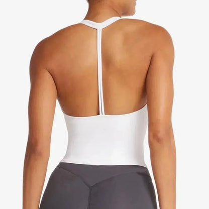 “Flexoora Women’s Halter Vest with Chest‑Pad – Gym & Yoga”