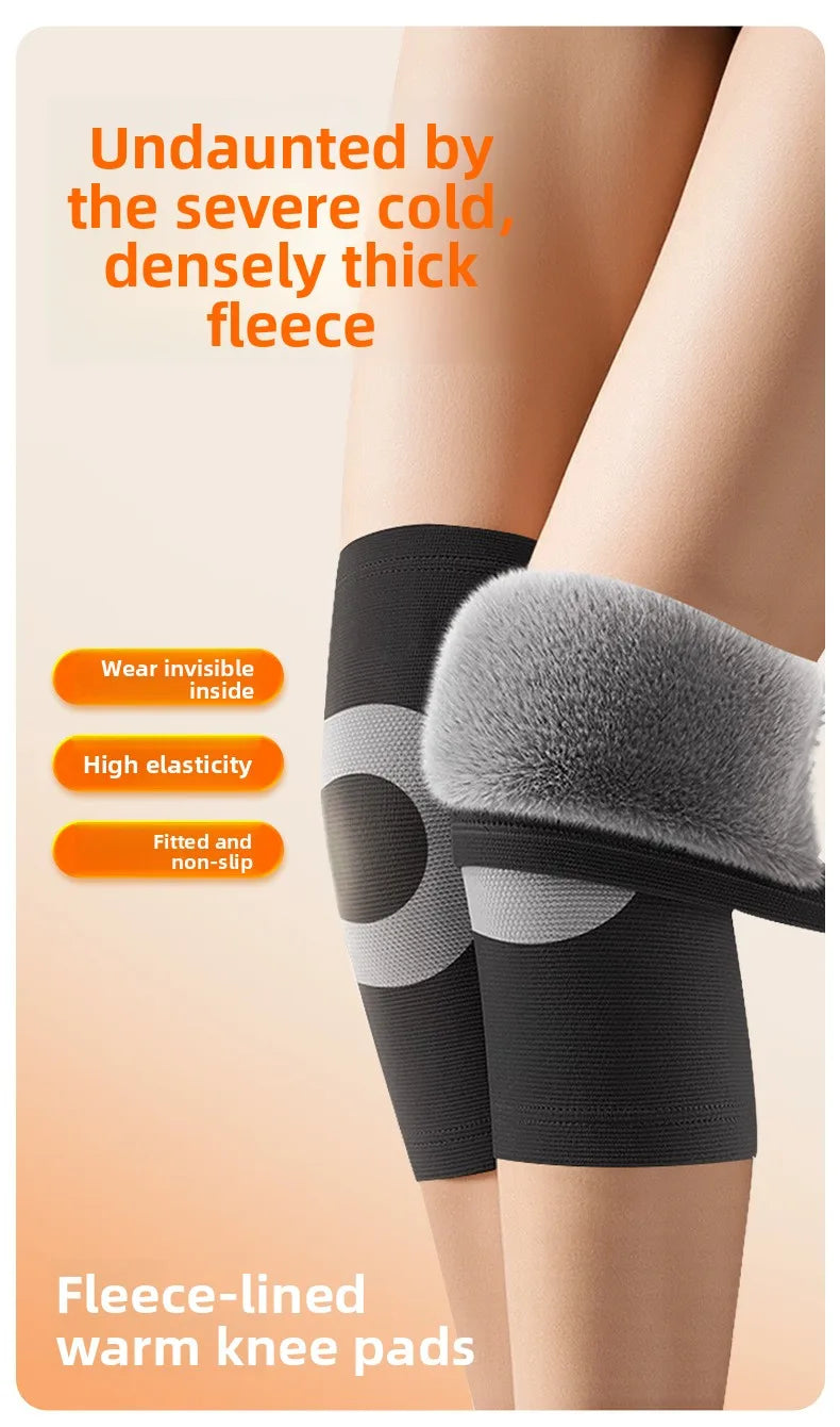 “Flexoora Winter Warm Knee Sleeves – Gym Fitness Body Adjustable Strap & Faux‑Fur Comfort”
