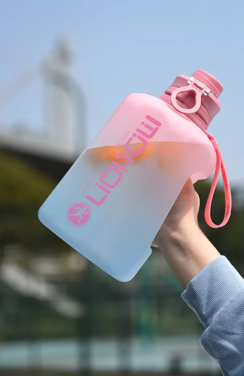 2 Liter Sports Water Bottle With Straw Large Capacity Fitness With Scale Gradient Kettle Outdoor Plastic Portable Water Bottle