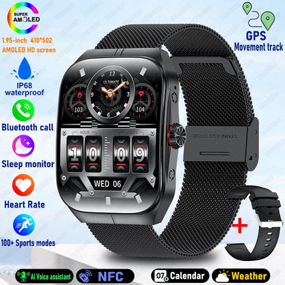 2025 New 1.95 Inch Ultra HD Smart Watch Men For OPPO GPS Tracking Bluetooth Call NFC Heart Rate Sports Fitness Women Smart Watch