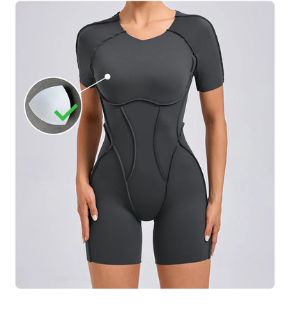 “Flexoora Women’s Backless Scrunch Booty Short Jumpsuit – Gym & Yoga”