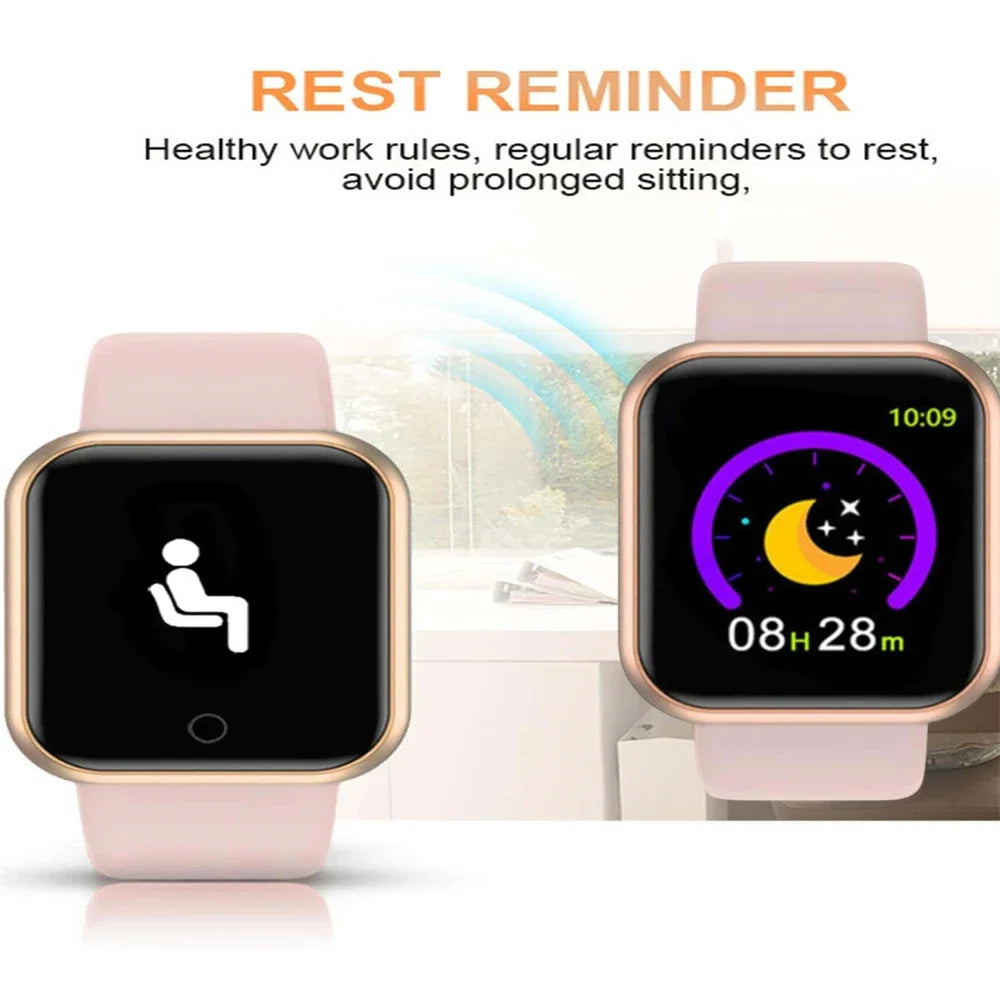 Smart Watch 1.44-inch Y68 Sport Wristband Running Fitness Monitor Track Heart Rate Message Remind Men Smartwatch Woman Clock