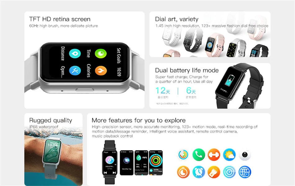 2025 New Watch 5 Men Smart Watch 100+Sports Mode Track Bluetooth Call Heart rate Waterproof Sport Fitness Smart bracelet Women