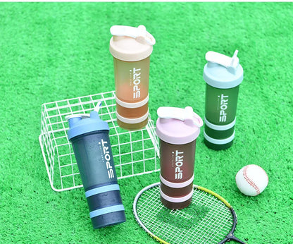 500ML 3-layer Sports Water Bottle Protein Shaker Outdoor Travel Portable Leakproof Drinkware Plastic My Drink Bottle BPA Free