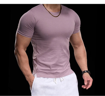 “Flexoora Men’s High‑Elasticity Breathable Short‑Sleeve Gym Tee – Running & Training”