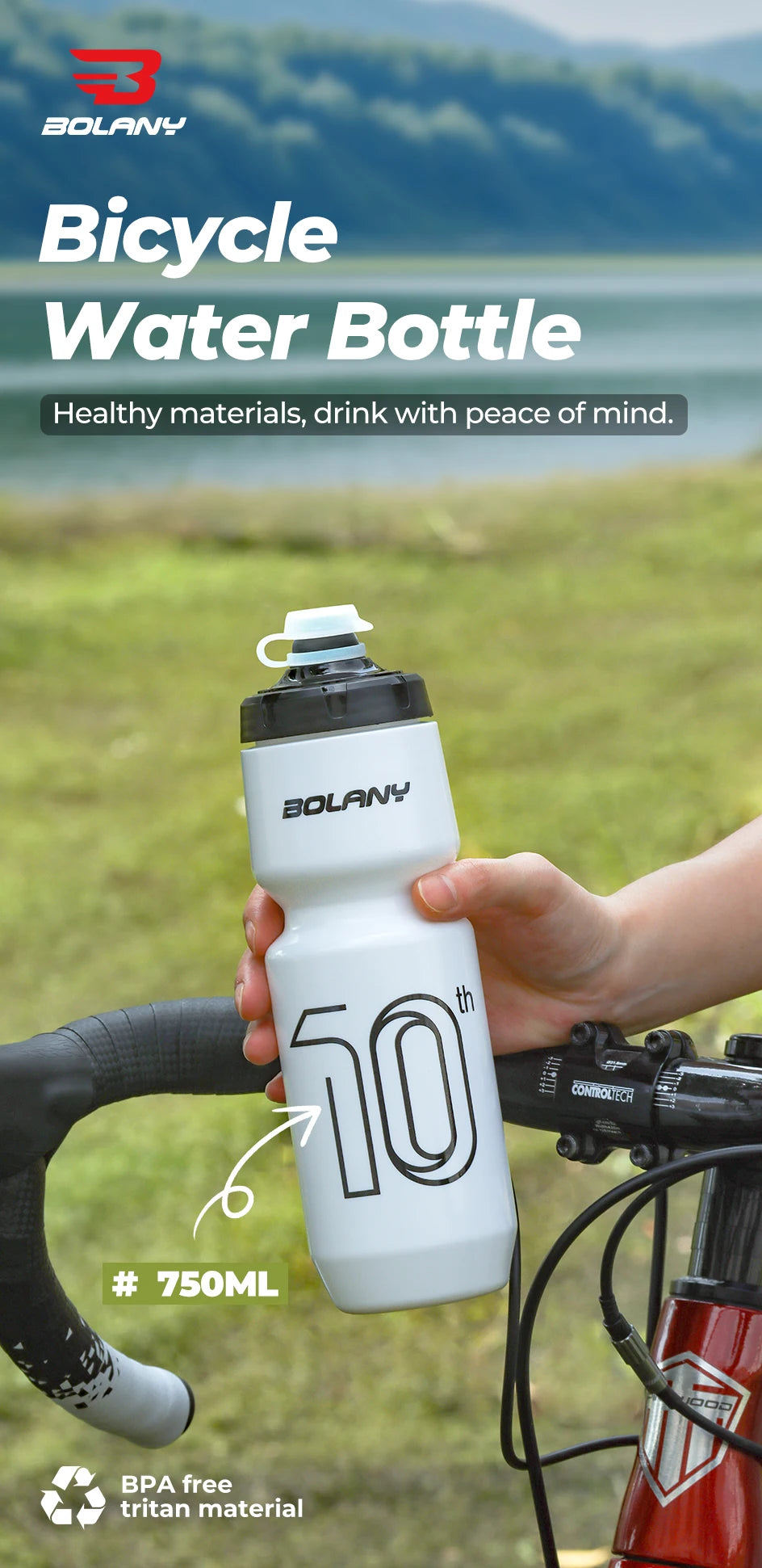BOLANY 750ML Sports Bottle Ultralight Transparent Plastic Kettle with lid Portable Bottle Squeeze Drinking Cycling Supplie