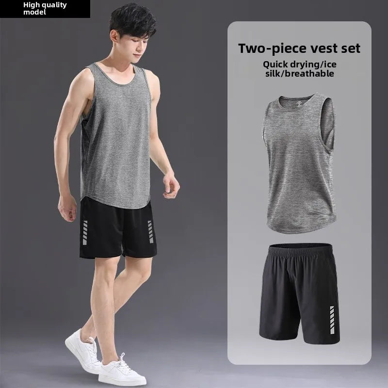 “Flexoora Men’s Ice‑Silk Quick‑Dry Summer 2‑Piece Training Set”