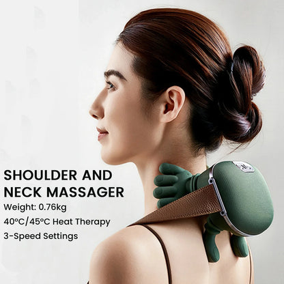 “Flexoora Heated Neck & Shoulder Massager – Gym Fitness Body Electric Kneading‑Pillow 3 Mode”