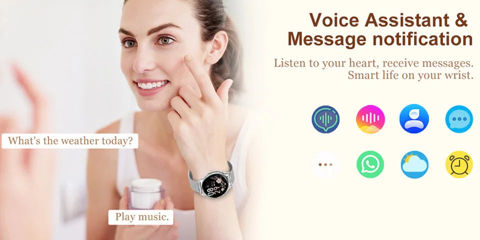 Smart Watch for Women Android & iPhone,1.2" Touch Screen Fitness Tracker, Heart Rate/Sleep/ Monitor, Pedometer,100+ Sport Modes