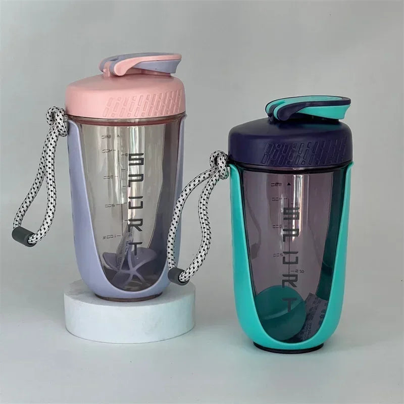 600ML Sports Shake Cup Blender Bottle with Plastic Mixing Ball, Leak Proof, Suitable for Gym Exercise