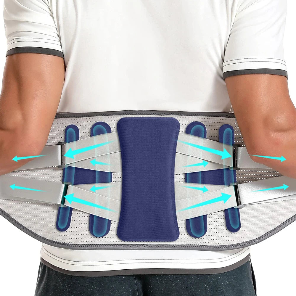 “Flexoora Lumbar Support Back Brace – Gym Fitness Body Adjustable Belt with Bionic Support Plate for Lower Back & Sciatica”