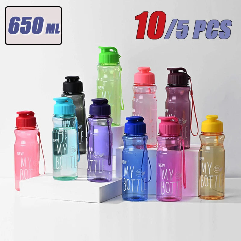 650ML Transparent&Portable Leak-proof Shaker Sports Water Bottle with Lid For School Gym Travel Girl Boy BPA Free
