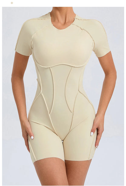 “Flexoora Women’s Backless Scrunch Booty Short Jumpsuit – Gym & Yoga”