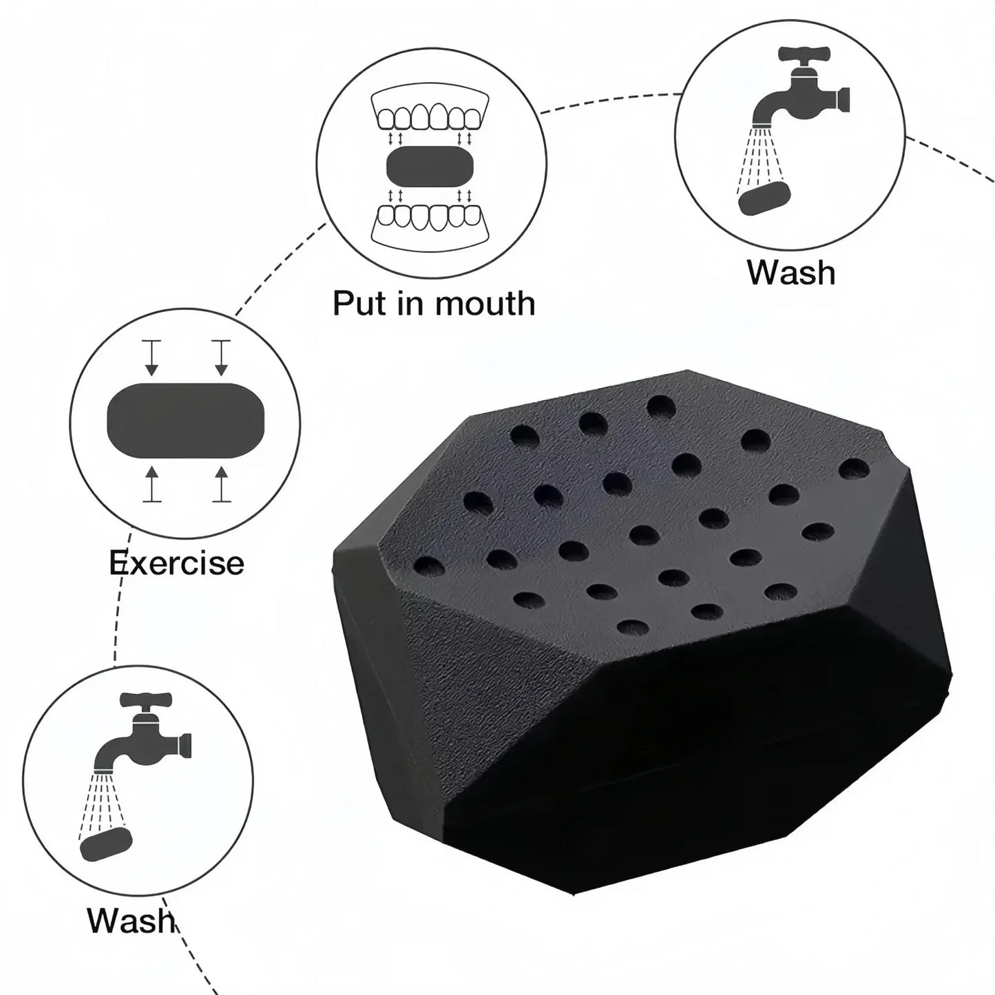 “Flexoora Jaw Trainer – Gym Fitness Body Silicone Face Chew, 3 Resistance Levels”