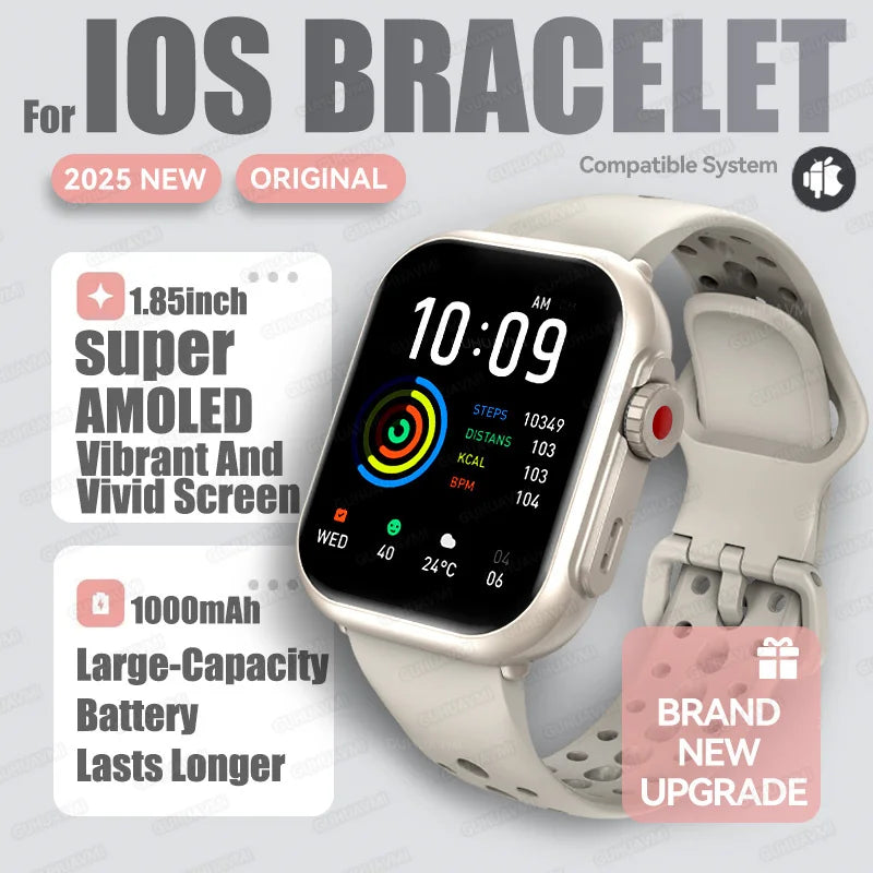 2025 New Fashion Sports Smart Watch Men Women 1.85-Inch HD AMOLED Full Touch Screen IP68 Waterproof Bluetooth Call SmartWatches