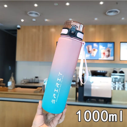 1 Liter Large Capacity Sports Water Bottle Portable Leak-Proof Plastic Bottle for Outdoor Sports Travel Fitness Drinkware Jugs