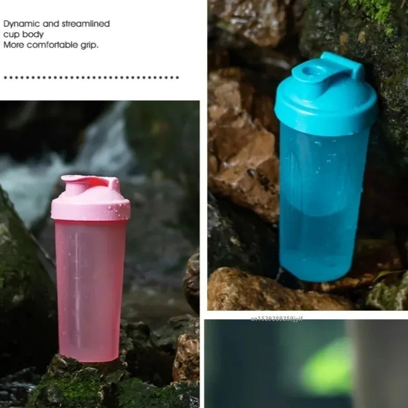 Sports Shaker Protein Bottle with steel Ball Powder Shake Cup Water Bottle Plastic Mixing Cup Body Building Exercise Bottle