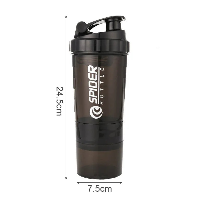 Sport Water Bottle Portable Protein Shake Cup 3 Layers Shake Cup with Measurement Marking Gym Fitness Protein Shake Bottle