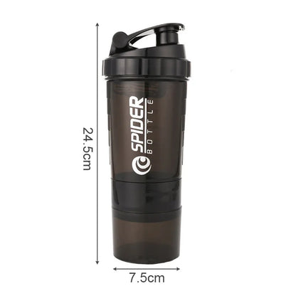 Sport Water Bottle Portable Protein Shake Cup 3 Layers Shake Cup with Measurement Marking Gym Fitness Protein Shake Bottle