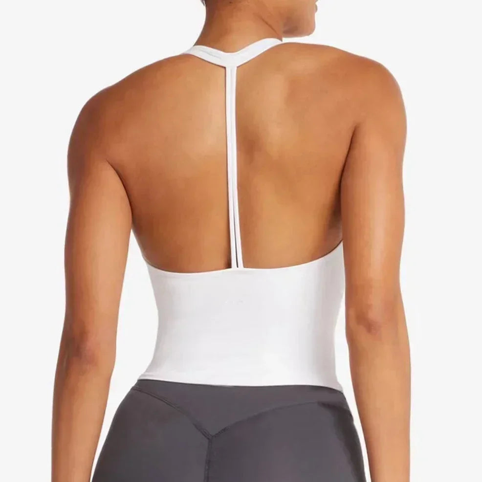 “Flexoora Women’s Halter Vest with Chest‑Pad – Gym & Yoga”