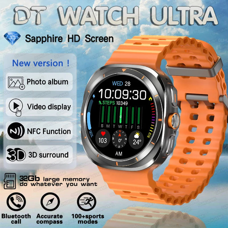 2025 New Watch 7 Ultra Smart Watch Men 32GB Memory Video GPS NFC 47mm AMOLED Fitness Waterproof Sport Tracker Health Smartwatch