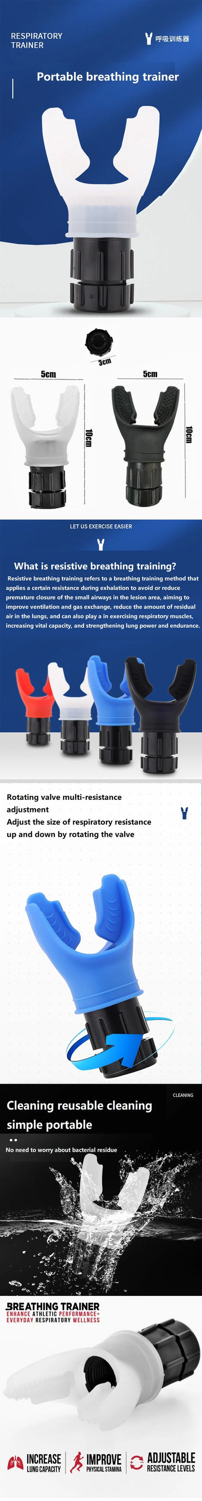 “Flexoora Breathing Trainer – Gym Fitness Body Lung & Respiratory Exerciser Adjustable Resistance”