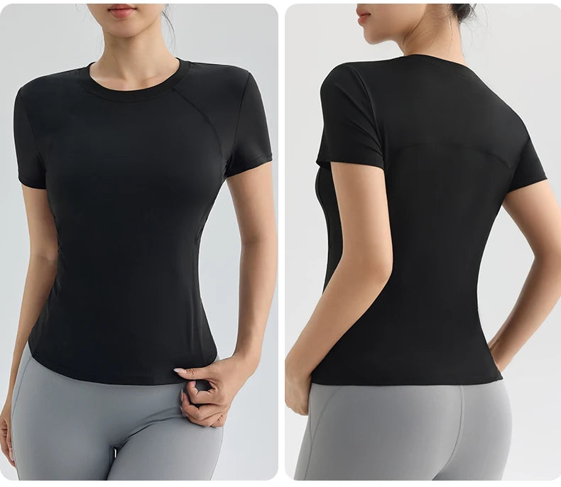 “Flexoora Women’s Quick‑Dry Round‑Neck Short‑Sleeve Gym Tee”