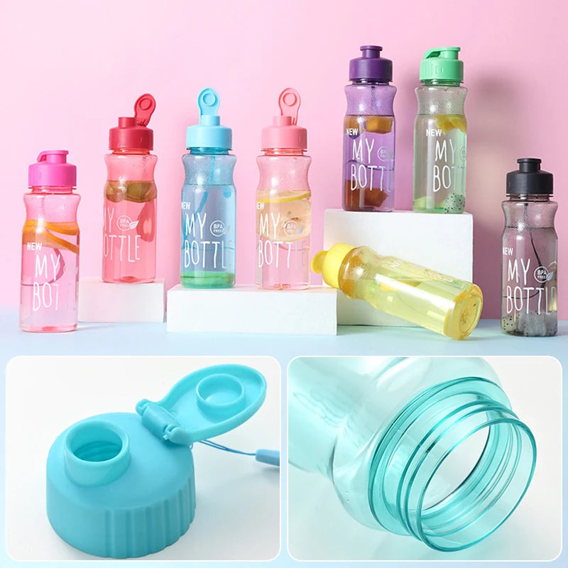 650ML Transparent&Portable Leak-proof Shaker Sports Water Bottle with Lid For School Gym Travel Girl Boy BPA Free