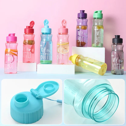 650ML Transparent&Portable Leak-proof Shaker Sports Water Bottle with Lid For School Gym Travel Girl Boy BPA Free