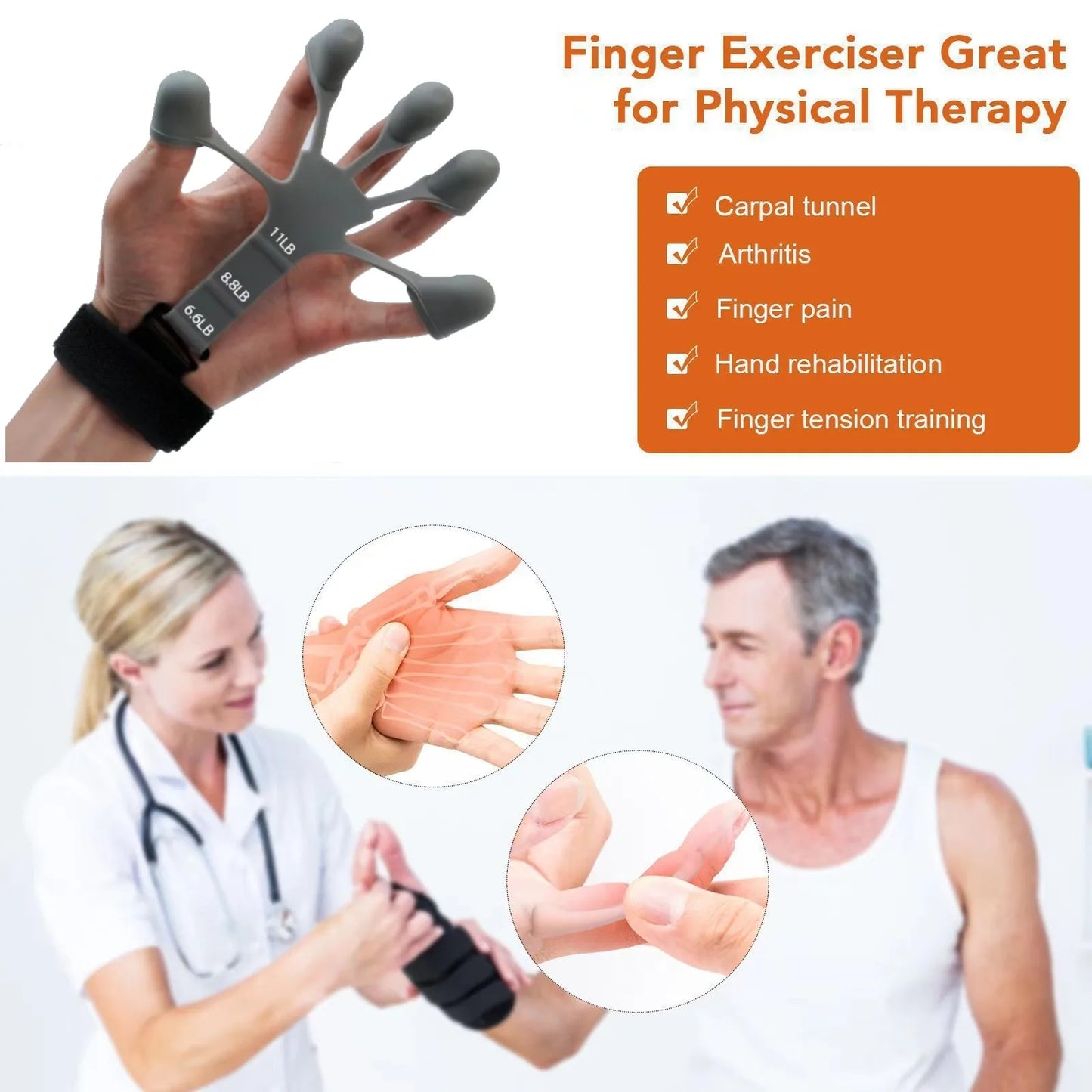 “Flexoora 5‑Finger Hand Trainer – Gym Fitness Body Silicone Wrist Puller & Finger Strengthener”