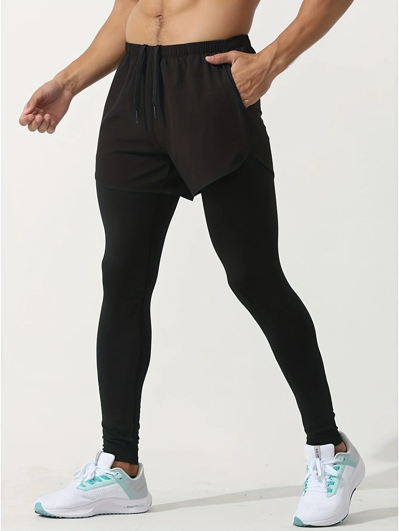 ‘’Flexoora Men’s 2‑in‑1 Quick‑Dry Double Layer Leggings & Pants’’
