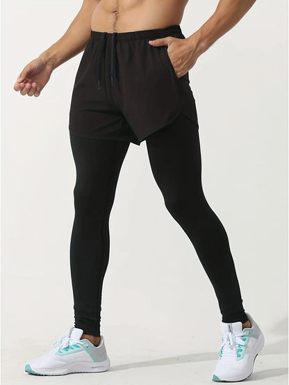 ‘’Flexoora Men’s 2‑in‑1 Quick‑Dry Double Layer Leggings & Pants’’